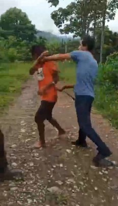 Thief beaten in a cocoa plantation
