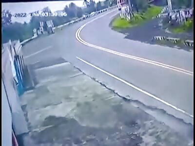CCTV Footage of A Motorcycle Crash At Sto Domingo Albay Philippines