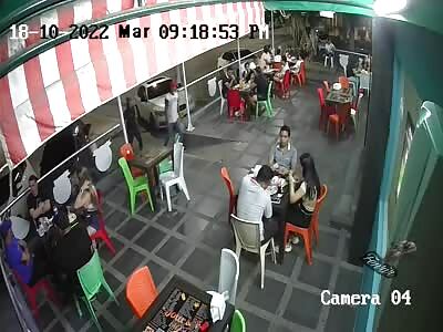 Restaurant mugging, warning shot fired.