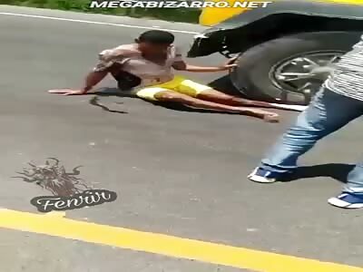 Man has leg crushed in accident.