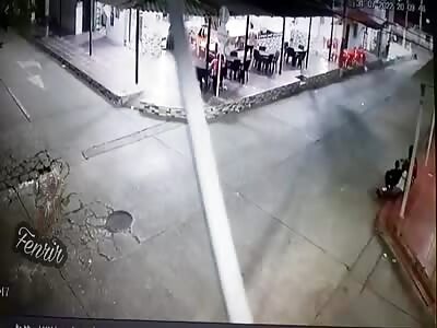 motorcyclist breaks through a car