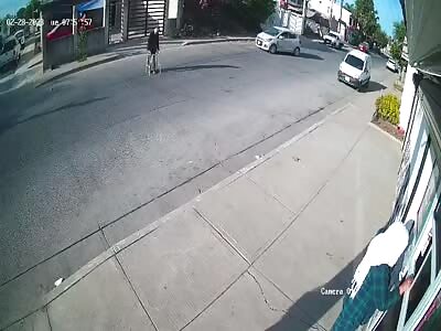 Bus knocks over old man with walker.