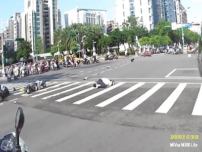 The Ref Whistles He's Out!  Brutal Collision Bike Accident In CHINA! (Better Quality)