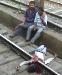 Men Calmly Chating Next Suicidal Friend - Head and Arm ripped Off by Train