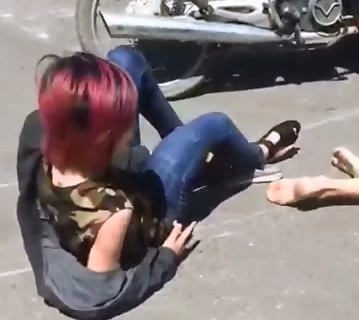Emo Girl and Friends Messed up after Motorcycle Accident 