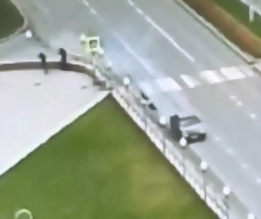 Pedestrian tries to Outrun a Speeding Car..Bad Idea 
