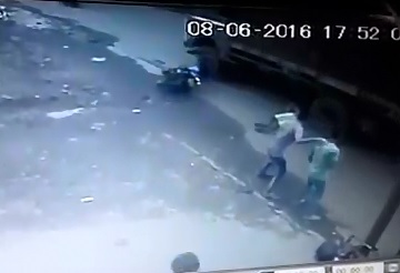 CCTV Captures Motorcyclist is Crushed to Death by Truck