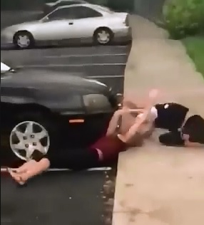 Girl gets an Absolutely Brutal Beating for Looking for a Fight in Girl's Yard 
