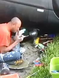 Drunk Man sits next to his Toyota after Flipping it and Sings RUSH Limelight 