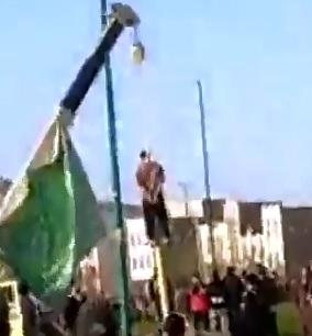 Public Execution by Crane Hanging as Onlookers Scream in Support