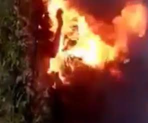 Horrific video shows man being burned alive in agony