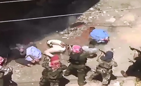 Overhead View of ISIS Blowing the Heads off of 5 Bound and Tied Men 