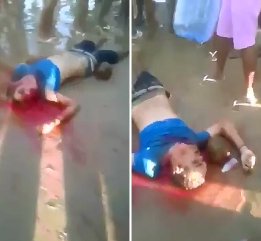 BRUTAL:  Man is Kicked to Death then has his Eye Pulled Out..