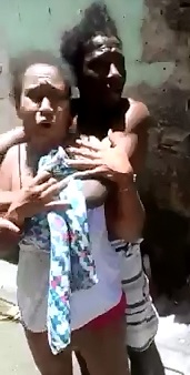 Kid in the Ghetto has to hold onto his Mom to Avoid getting an Even Worse Beating 