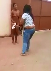 Naked Woman Attacked by Girl Accusing her of Stealing Something 
