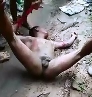 Naked Thief is Dragged by his Testicles and Beaten 