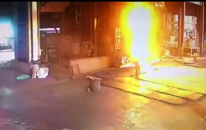 Horrific Work Accident..Man Burns Alive and Nothing Can be Done 