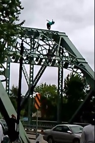 Suicide in the USA..Rare Video shows a Woman Climb Bridge and End her Life