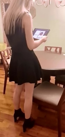 Petite Blonde just wants to look at Tumblr..but gets bent Over 