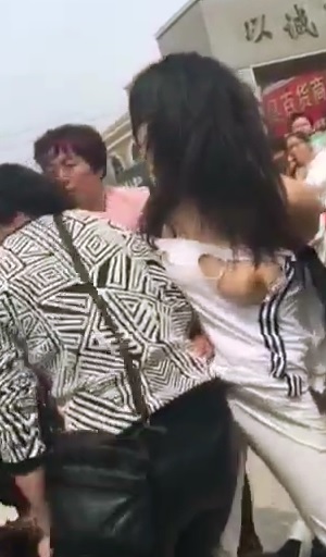 Girl Lookin Chinese Woman in White is Stripped by Jealous Grannys 