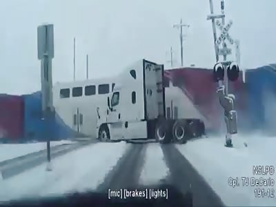 Utah train destroys Fedex truck.