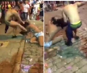 Dude Savagely Beats His GF in Front of Huge Crowd