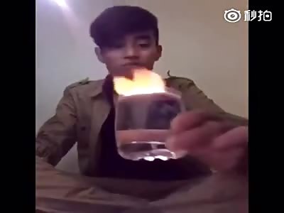Moron Sets his Dick on Fire