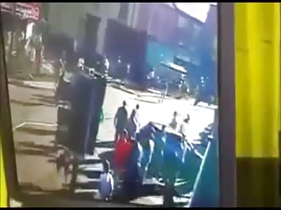 Guy sent to fly by car during street fight 