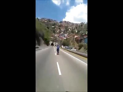 Idiot rider making stunt causes fatal collision