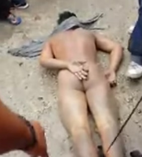 Dude Stripped Naked by Crowd and Lynched in Street