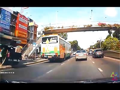 Reckless pickup driver crushes people sitting in bus stop