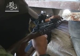 Syrian soldier being killed by al-Rahman corps sniper