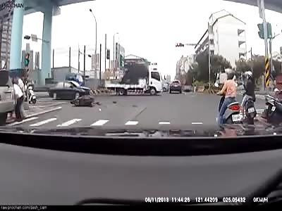 Scooter Rider Hits Car and is Fatally Run Over