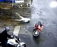 Girl onScooter Gets Struck by Car and Flies