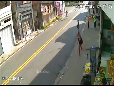 Boy brutally hit by rider while crossing the street 