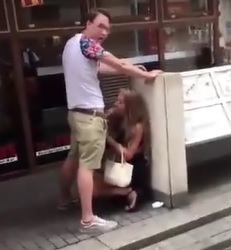 Guy Filming Interrupts Blowjob in Public 
