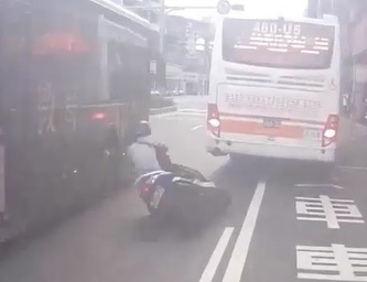 Bikers Head Crushed Under Bus
