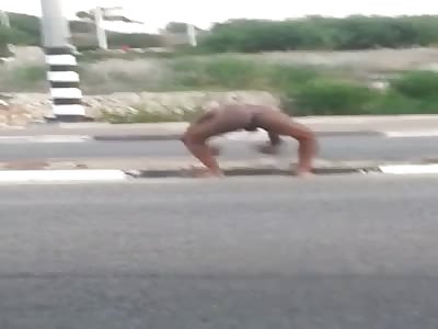 Whacked Out Naked Dude on Street