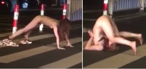 Cute Drugged Up Naked Girl Blocks Traffic on Highway