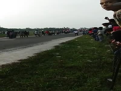 Motorcycle Race Accident into Crowd