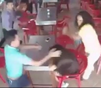 Crazy Whacked Out Woman Stabs Little Girl in Restaurant for No Reason