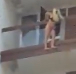 Woman with Bra and No Panties on Jumps to Her Death