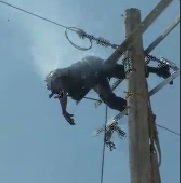 Dude Electrocuted Sizzles on Wire