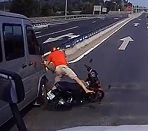 Orange Shirt Moped Man