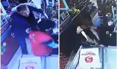Psycho Stabs Cashier to Death with Butcher Knife While in Line (Closer Version)