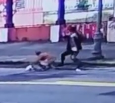 Scumbag Attacks Elderly Woman with Iron Rod on Street