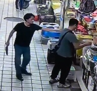Psycho Walks Behind Man and Stabs Him with a Butcher Knife