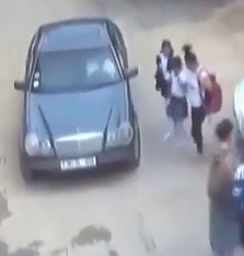 School Girls Crushed On Side of Mercedes 