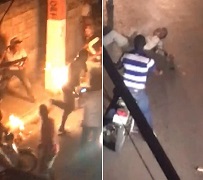 Thief Burned and Beaten in Street (2 Angles)