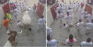 DAMN Dude Gets Trampled by Bulls and People